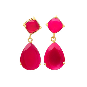 Pendientes coloridos recién llegados con pendiente de piedra preciosa de chaceldony Rosa diseño clásico para mujeres y niñas de Gemstone - Product Image 1