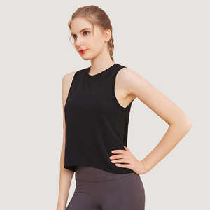 Camiseta sin mangas deportiva informal de verano para mujer, chaleco de Yoga de punto transpirable de secado rápido, entrenamiento corto transfronterizo al por mayor - Product Image 5