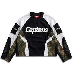 Camiseta deportiva de malla personalizada de manga larga para carreras, cuello redondo estampado, ajuste holgado, manga completa, transpirable, unisex, estilo urbano. - Product Image 1