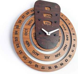 Calendrier perpétuel en bois cercle calendrier perpétuel calendrier suspendu en bois décor à la maison cadeau d'anniversaire anniversaire décor de noël - Product Image 5
