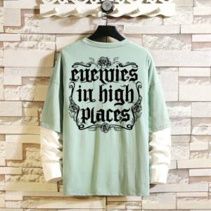 T-shirt pour hommes 100% coton Fitness surdimensionné T-Shirt nouveau Design arrondi col rond double couches en détresse T-shirt pour hommes - Product Image 6