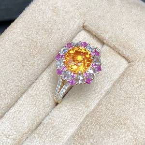 แหวนซิทรีนสีทอง14K แหวนวินเทจหรูหราแหวนแต่งงานเจ้าสาวแหวนทอง14K เครื่องประดับขยายใหญ่ - Product Image 2