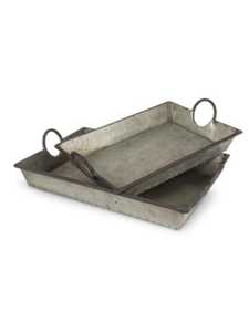 Bandeja DE SERVICIO DE METAL rectangular de granja galvanizada con bandeja de almacenamiento de hierro con asa - Product Image 6