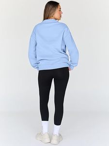 Otoño Invierno Señoras Sudadera Loose Fit Pullover Tops Diseño de cuello alto - Product Image 2