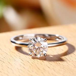 Jeulia Rhodium Plated Sterling <b>Silver</b> Round Cut <b>Solitaire</b> Gemstone <b>Ring</b> - Product Image 5