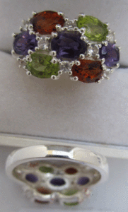 Bague artisanale en pierres précieuses naturelles multiples pour femme, en argent sterling 925, avec grappe de pierres taillées, bijoux faits à la main Shah Gems pour un usage quotidien - Product Image 1