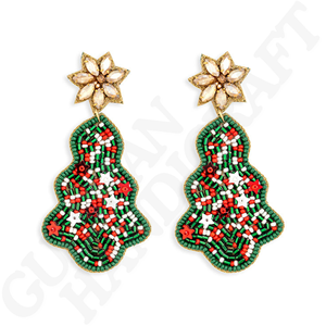 Pendientes de gota de moda festiva hechos a mano joyería con cuentas de Navidad con detalles intrincados regalo de celebraciones - Product Image 4