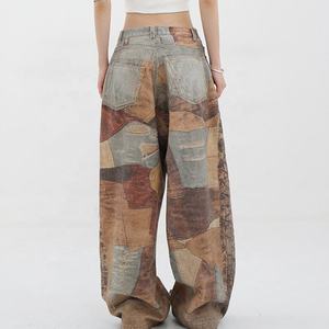 Pantalones Cargo de Mezclilla para Mujer, Diseño OEM de Última Moda, Cintura Media, Largo hasta la Rodilla, Estilo Casual, con Estampado Vintage, Corte Holgado - Product Image 6