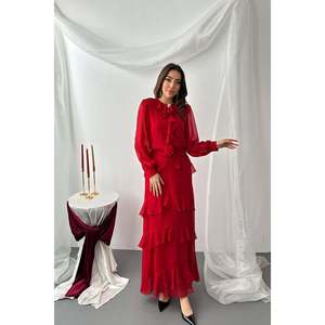 ชุดชีฟองระบายสีแดง - สีแดง - Product Image 2