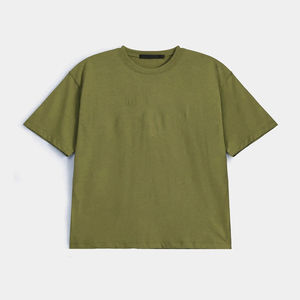 เสื้อยืดโอเวอร์ไซส์สำหรับผู้ชายผ้าฝ้ายแขนสั้นป้องกันการยับง่ายทรงบ็อกซี่ของ100% ระบายอากาศได้ดีดีไซน์พรีเมี่ยม - Product Image 1