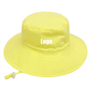Chapeau seau en coton avec logo brodé personnalisé Casquette de flore à motif solide pour enfants adultes Sports de plage Protection solaire Cravates lavées - Product Image 2