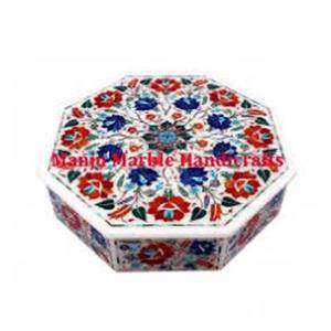 Elevate Stylish Design Top Quality Marble Inlay <b>Box</b> With Hexagonal Shape Mother Of Pearl Floral Art For Jewelry <b>Box</b> Gift Purpose - Product Image 2