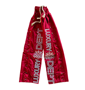 Pantalon de survêtement pour homme, style streetwear Y2k personnalisé, coupe ample, jambe droite, boutons, broderie 3D, plis, coupe-vent en nylon - Product Image 2