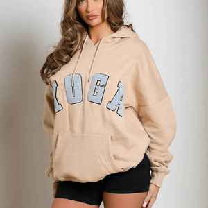 Élégant confortable femmes couleur unie sérigraphié pull qualité supérieure à la mode Streetwear long sweats à capuche surdimensionnés - Product Image 1