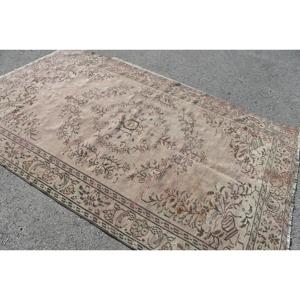5,6x9 ft Turkish Rug Traditional Eco-Friendly <b>Wool</b> Rug <b>Brown</b> Gray Patchwork Latex Backing Rug - Product Image 2
