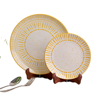 Ensemble d'assiettes à dîner en porcelaine Amoret Unique, jaune, moderne, luxueux, écologique, passe au lave-vaisselle, non toxique, élégant, logo personnalisé