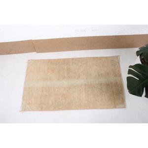 Turkish Small Rug 1.8x3.2 ft (55x96 cm), Vintage <b>Brown</b> Bordered <b>Wool</b> Rug - Product Image 3