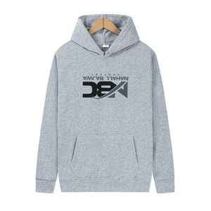 20% poliéster 80% Algodón hombros caídos pulóveres estilo cruzado sobre el cuello dobladillo acanalado y puños polvo verde Sudadera con capucha de gran tamaño. - Product Image 3