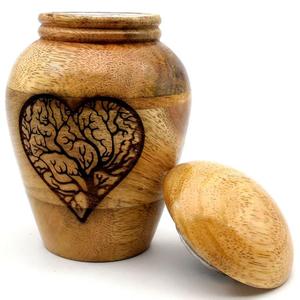 Urnas de sombra redondas de madera de alta calidad para cenizas Urnas portátiles para urnas de cremación de madera masculinas y femeninas a bajo precio de la India - Product Image 2