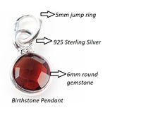 Pequeño colgante de plata de ley 925 con engaste chapado en oro y piedra preciosa natural de 6 mm, certificado por terceros, excelente.