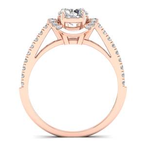 Bagues de fiançailles halo en or massif 14K 18K de haute qualité REYES, certifiées IGI, avec diamants, pour femmes, cadeau de mariage de luxe, bijoux fins - Product Image 4