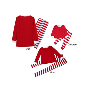 Conjuntos de Pijamas de Natal em Poliéster Sublimado DDP para Família com Logo Personalizado Listrado em Vermelho e Branco - Product Image 5