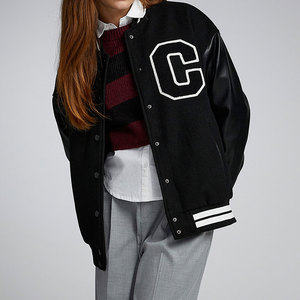 Chaquetas de Lana para Mujer 2026, Chaqueta Vaquera Negra con Parches Gráficos, Chaqueta de Cuero con Letras Bordadas, Chaqueta de Fiesta de Tallas Grandes con Tela Estampada - Product Image 4