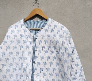 Automne hiver veste matelassée meilleure qualité bloc à la main imprimé Floral coton toile bouton rayure respirant coupe décontractée Artisan - Product Image 3