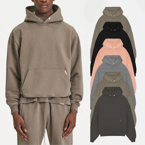 Sweat à capuche court 500GSM en coton éponge française unisexe lourd 100% avec logo personnalisé pour hommes veste d'hiver de style vieilli - Product Image 2