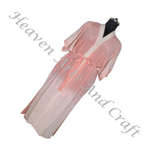 KL007 Kimono sari en soie vintage fait à la main Belle robe longue avec poches et ceinture pour vêtements de nuit - Product Image 6