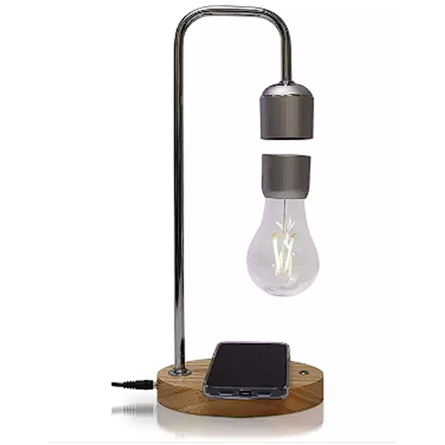 Magnetic Levitating Light Bulb Floating Desk Lamp with Wireless Phone Charger