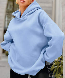 เสื้อฮู้ดและเสื้อสวมหัวถักสีพื้นโอเวอร์ไซส์มีซิปด้านหน้ามีสไตล์พร้อมโลโก้สำหรับฤดูใบไม้ร่วงและฤดูหนาว - Product Image 4