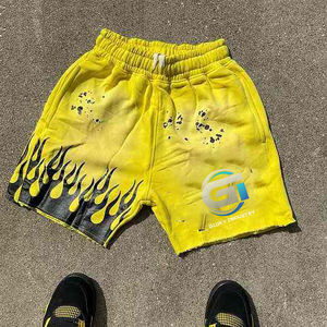 Pantalones cortos lavados para hombre con logotipo de Puff personalizado, pantalones de chándal lavados con ácido, pantalones cortos lavados de algodón pesado para hombre - Product Image 6