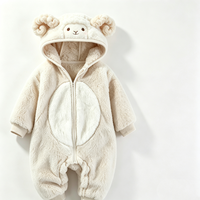 Combinaison bébé en peluche mouton crème personnalisée, combinaison bébé à capuche en polaire agneau, combinaison costume animal mouton pour nouveau-né