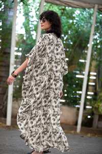 Hot Sell Elegant Ladies <b>Kaftan</b> Maxi Dresses for <b>Summer</b> New Batwing Sleeve Oversized Printed Loose Waist Pullover Long Dress - Product Image 4