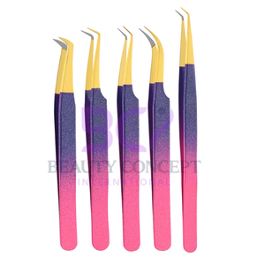 5 Pcs Eyelash Tweezers Set Comfort Grip Tweezers Best Selling Two Color Wholesale Price Coated Tweezers for Lash Extension - Product Image 6