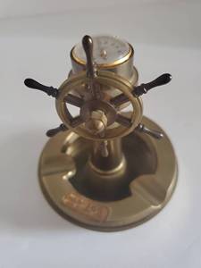 Designer Nautical Brass <b>Ashtray</b> with Clock-Unique and Chic Modern Design Handmade Portable Round - Product Image 5