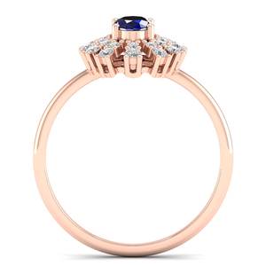 Anillos de Compromiso de Oro Sólido de 14K con Zafiro Azul y Moissanita para Mujer, Joyería Fina, Precio de Fábrica REYES - Product Image 4
