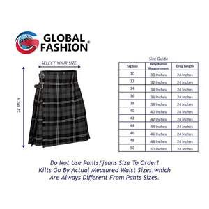 Kilts pour hommes en acrylique et laine de haute qualité pour plus de durabilité, avec des sangles en cuir traditionnelles réglables, motif tartan en granit - Product Image 6