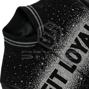 2025 High Quality Formal Stand Collar Low MOQ <b>Rhinestone</b> Varsity Winter <b>Jackets</b> Customized Front Logo Printed Breathable - Product Image 6