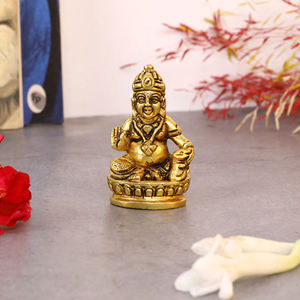 Estatua de latón Kuber Maharaj Murti Idol, hecha a mano Dhan Kuber Murti para decoración del hogar - Product Image 1