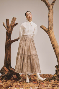 กระโปรงพลบค่ำสำหรับผู้หญิงกระโปรงทรงเสน่ห์แบบลำลองทำจากเวียดนามเสื้อผ้าสำหรับผู้หญิงมีบริการ ODM ผ้าไหมพิมพ์ลาย - Product Image 6