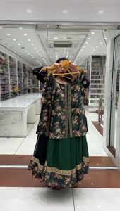 Foux gorgette 3ชิ้นชุดพื้นเมืองพิมพ์ดิจิตอลขนาดสูงสุด M XL ด้ายและ sequin lehenga กับ rivet Moti และผ้าใบ PATA - Product Image 6