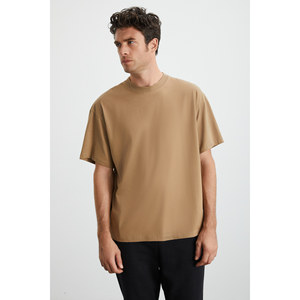 T-shirt à col rond en coton biologique 100% épais et texturé, coupe ample pour homme GRIMELANGE Jett - Product Image 6