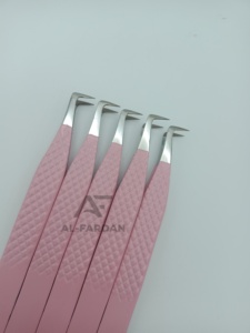 Pince à cils 90 degrés ultra-fine avec motif cœur à l'extrémité inférieure, couleur rose bébé, pointe en fibre pour extensions de cils - Product Image 3