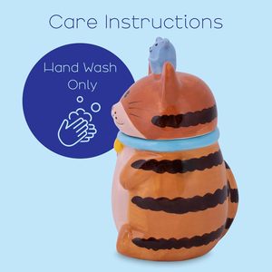 Barattolo di ceramica biscotto e barattolo di caramelle con coperchio sigillato barattolo da cucina contenitore per Snack per animali domestici contenitore decorativo per gatto a strisce di tigre arancione - Product Image 4