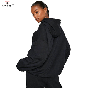 Sweat à capuche surdimensionné pour femme, col à capuche avec logo imprimé en coton uni et grandes poches pour la saison d'hiver, nouvelle collection, fabriqué au Pakistan - Product Image 2