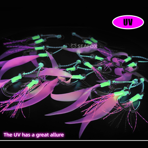 Seafox OEM ODM 8062 crochets de gabarit avec ruban jupe en silicone crochet à double assistance pour la pêche au bar pour la pêche de fond gabarit en métal - Product Image 4