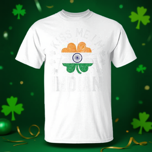 T-shirt Shamrock de la Saint-Patrick avec drapeau et inscription « Kiss Me I'm Indian » pour promotions - Product Image 3