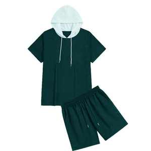 Conjunto Deportivo Casual para Hombre, Sudadera con Capucha y Pantalones Cortos, Color Sólido, 100% Algodón, Transpirable, Felpa, Alta Calidad, Otoño, Venta al Por Mayor, Personalizado - Product Image 6
